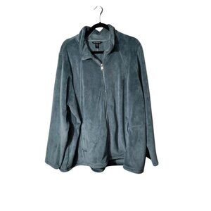 Athleta Recover Stretch Fleece Full Zip‎ Jacket Large Sage/Gray Plus Size 3X